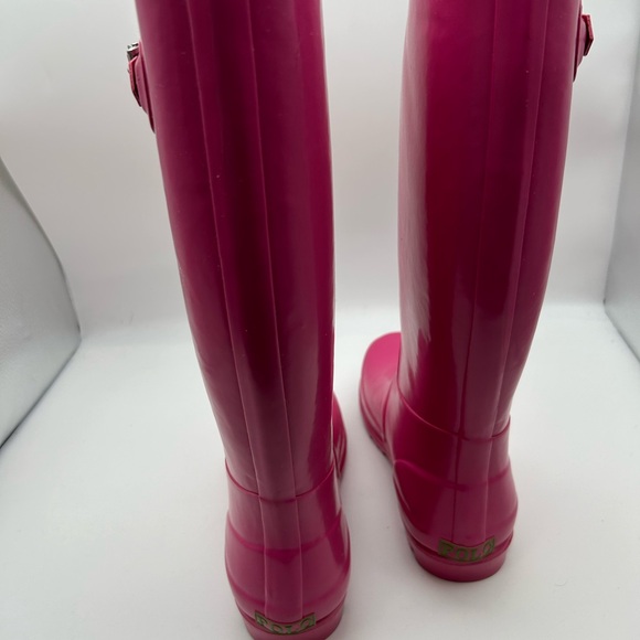 Polo Ralph Lauren, Size 6, Pink Rain Boot With Green Pony & Buckle - Picture 4 of 9
